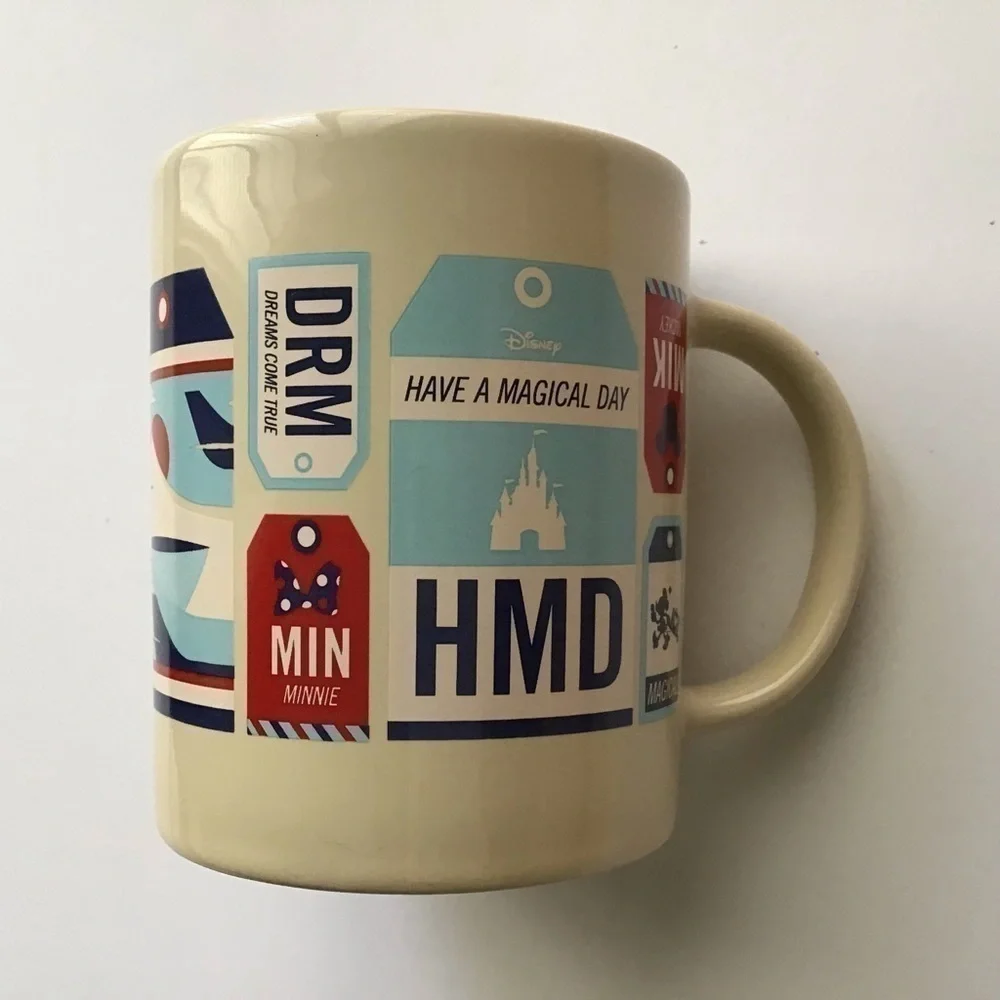 Vintage Disney Parks Luggage Tags Travel Theme Coffee Mug Ceramic Tea Cup MINT